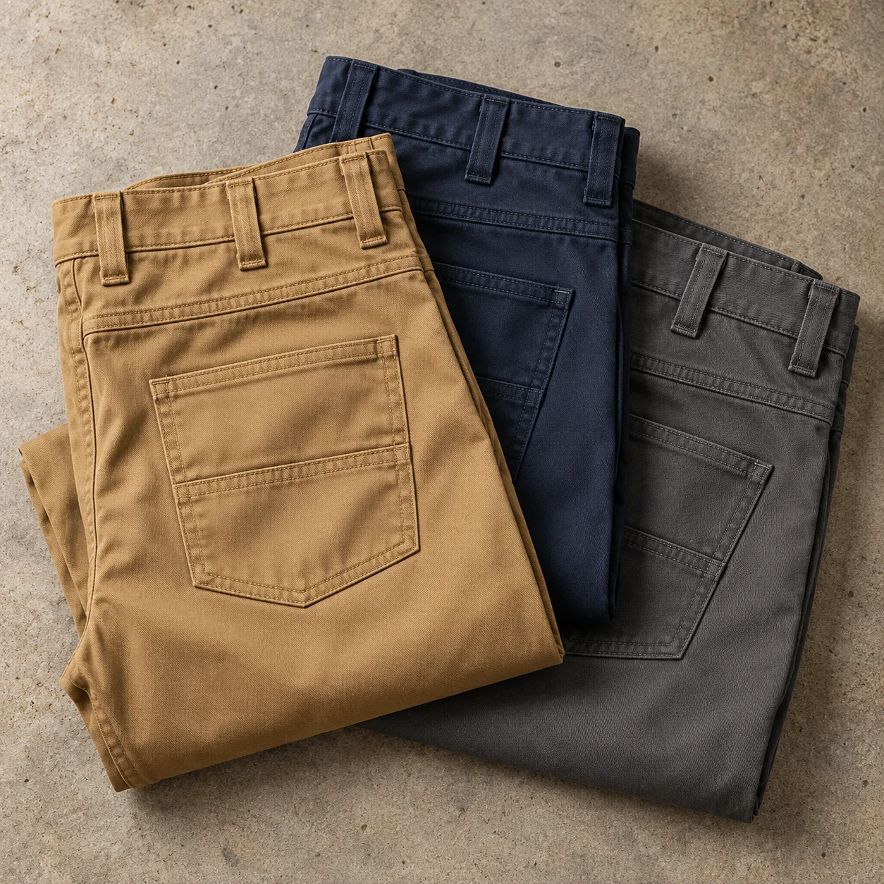 Illustration of work pants and jeans